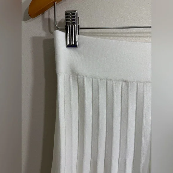 Sezane Leonine Ecru Knit Pleated Skirt Midi Small - Picture 6 of 13